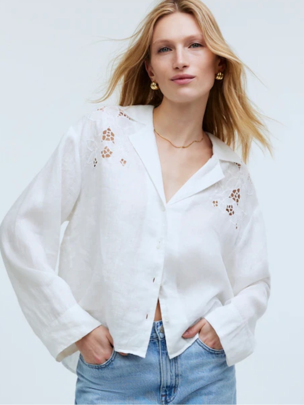 MADEWELL 
RESORT LONG-SLEEVE BUTTON-UP LINEN SHIRT
